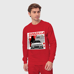 Костюм хлопковый мужской Nissan Skyline, цвет: красный — фото 2