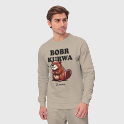 Костюм хлопковый мужской Bobr kurwa, цвет: миндальный — фото 2