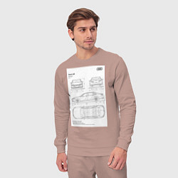 Костюм хлопковый мужской Audi A8, цвет: пыльно-розовый — фото 2