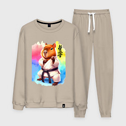 Костюм хлопковый мужской Кёкусинкай карате - капибара, цвет: миндальный