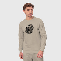 Костюм хлопковый мужской Орнамент со скрипичным ключом тату стиль, цвет: миндальный — фото 2