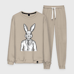 Костюм хлопковый мужской Кролик в костюме, цвет: миндальный