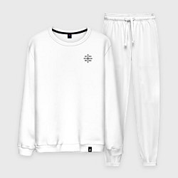 Костюм хлопковый мужской Крест НИКА на узорном флаге, цвет: белый