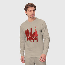 Костюм хлопковый мужской New York red, цвет: миндальный — фото 2