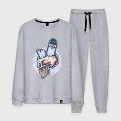 Костюм хлопковый мужской Broken skater skull, цвет: меланж