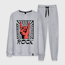 Костюм хлопковый мужской Rock - жест коза, цвет: меланж