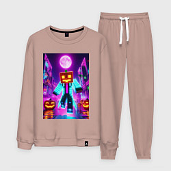 Костюм хлопковый мужской Neon halloween and Minecraft - collaboration, цвет: пыльно-розовый