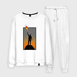 Костюм хлопковый мужской Человек с осетинским флагом, цвет: белый