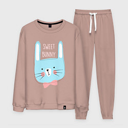 Костюм хлопковый мужской Sweet bunny, цвет: пыльно-розовый