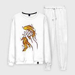 Костюм хлопковый мужской Золотая рыбка, цвет: белый