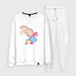 Костюм хлопковый мужской Зайка посадил цветок, цвет: белый