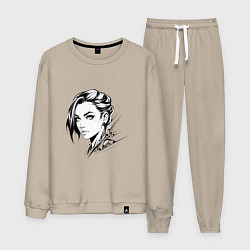 Костюм хлопковый мужской Девушка эмо, цвет: миндальный