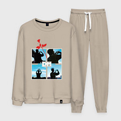 Костюм хлопковый мужской Depeche Mode world in my eyes: red rose, цвет: миндальный