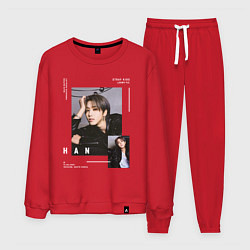 Костюм хлопковый мужской Stray kids Han Jisung, цвет: красный