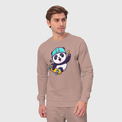 Костюм хлопковый мужской Skater panda, цвет: пыльно-розовый — фото 2