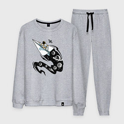 Костюм хлопковый мужской Космический бумажный самолётик, цвет: меланж