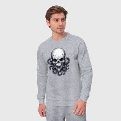 Костюм хлопковый мужской Череп с щупальцами, цвет: меланж — фото 2