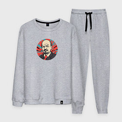 Костюм хлопковый мужской Портрет Ленина в красном галстуке, цвет: меланж