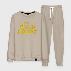 Костюм хлопковый мужской The wild robot logo, цвет: миндальный