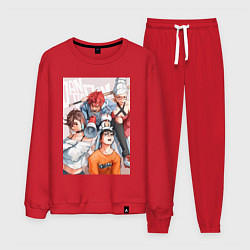 Костюм хлопковый мужской Дандадан: Кэн Такакура, цвет: красный