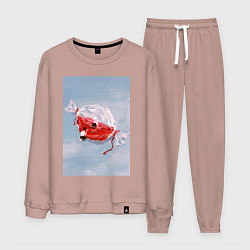 Костюм хлопковый мужской Евангелион Синдзи Икари Рей Аянами, цвет: пыльно-розовый