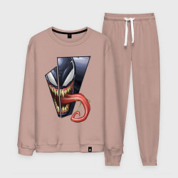 Костюм хлопковый мужской Venom with tongue sticking out, цвет: пыльно-розовый