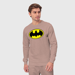 Костюм хлопковый мужской Batman logo, цвет: пыльно-розовый — фото 2