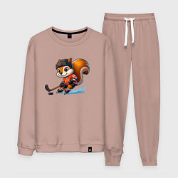 Костюм хлопковый мужской Squirrel cub is the forward of the New Jersey devi, цвет: пыльно-розовый