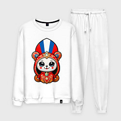 Костюм хлопковый мужской Сувенир из России, цвет: белый