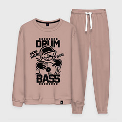 Костюм хлопковый мужской Drum n Bass: More Bass, цвет: пыльно-розовый