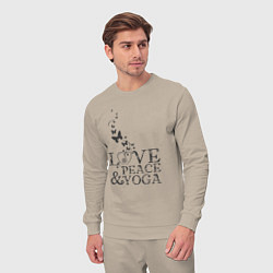 Костюм хлопковый мужской Love peace yoga, цвет: миндальный — фото 2
