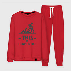 Костюм хлопковый мужской Judo how i roll, цвет: красный