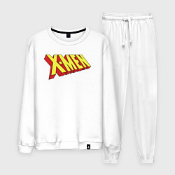 Костюм хлопковый мужской Люди икс лого, цвет: белый