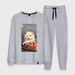 Костюм хлопковый мужской Cat meme - japan style, цвет: меланж