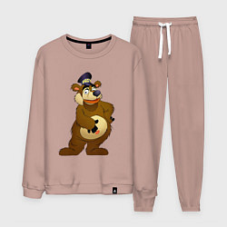 Костюм хлопковый мужской Мишка-почтальон, цвет: пыльно-розовый