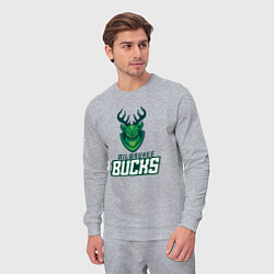 Костюм хлопковый мужской Milwaukee Bucks NBA, цвет: меланж — фото 2