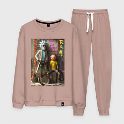 Костюм хлопковый мужской Бородатый Рик и Морти - панк жив, цвет: пыльно-розовый