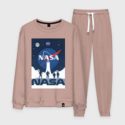 Костюм хлопковый мужской NASA открытия, цвет: пыльно-розовый