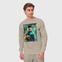 Костюм хлопковый мужской Harry Potter with a magic wand - ai art fantasy, цвет: миндальный — фото 2