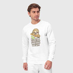 Костюм хлопковый мужской Забавный маленький ленивец, цвет: белый — фото 2