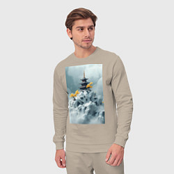 Костюм хлопковый мужской Тихий японский пейзаж, цвет: миндальный — фото 2