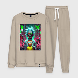 Костюм хлопковый мужской Rick and Morty - horror fantasy, цвет: миндальный