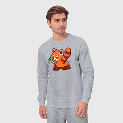 Костюм хлопковый мужской Игривая красная панда, цвет: меланж — фото 2