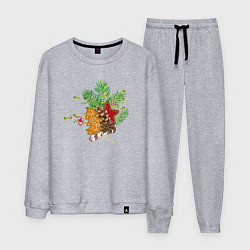 Костюм хлопковый мужской Новогодний букет, цвет: меланж