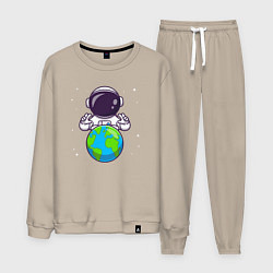 Костюм хлопковый мужской Моя земля, цвет: миндальный