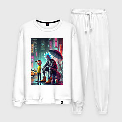 Костюм хлопковый мужской Rick and Morty are homeless people from New York, цвет: белый
