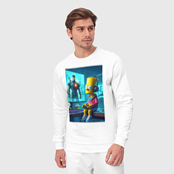 Костюм хлопковый мужской Bart Simpson is an avid gamer, цвет: белый — фото 2