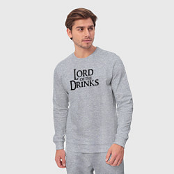 Костюм хлопковый мужской Lord of the drinks logo, цвет: меланж — фото 2