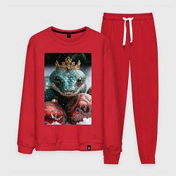 Костюм хлопковый мужской Новогодняя змея королева, цвет: красный