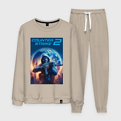 Костюм хлопковый мужской Counter Strike 2 - shooter, цвет: миндальный